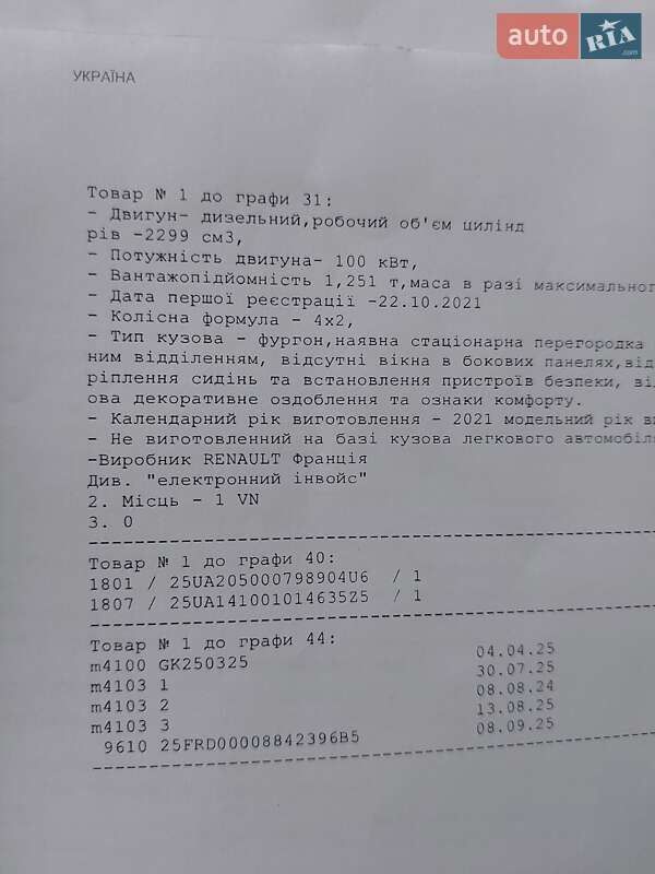 Грузовой фургон Renault Master 2021 в Млинове