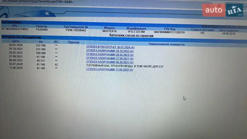 Вантажний фургон Renault Master 2019 в Києві документ