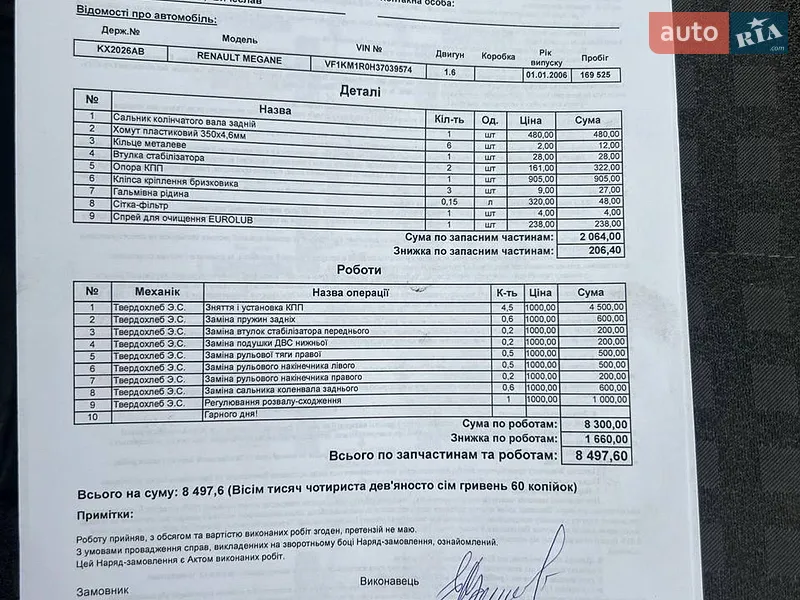 Универсал Renault Megane 2006 в Харькове документ
