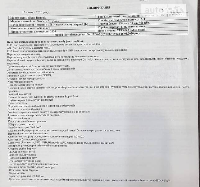 Хетчбек Renault Sandero StepWay 2020 в Вараші