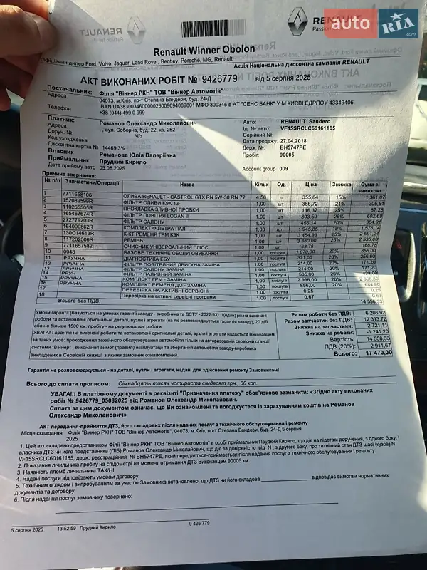 Хетчбек Renault Sandero StepWay 2018 в Кропивницькому документ