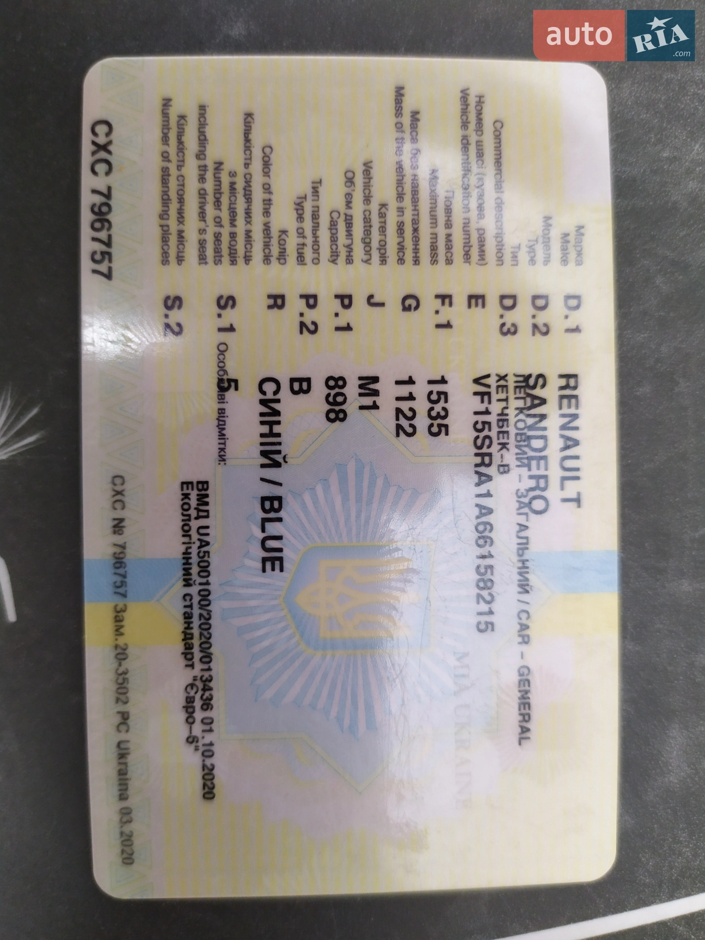 Renault Sandero 2020 VIN VF15SRA1A66158215 фото оголошення 6 з 8