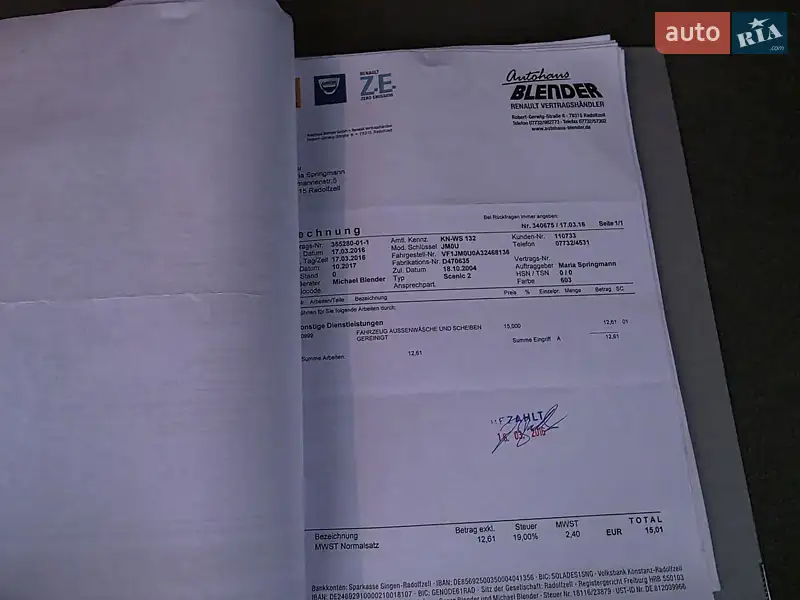 Минивэн Renault Scenic 2004 в Луцке документ