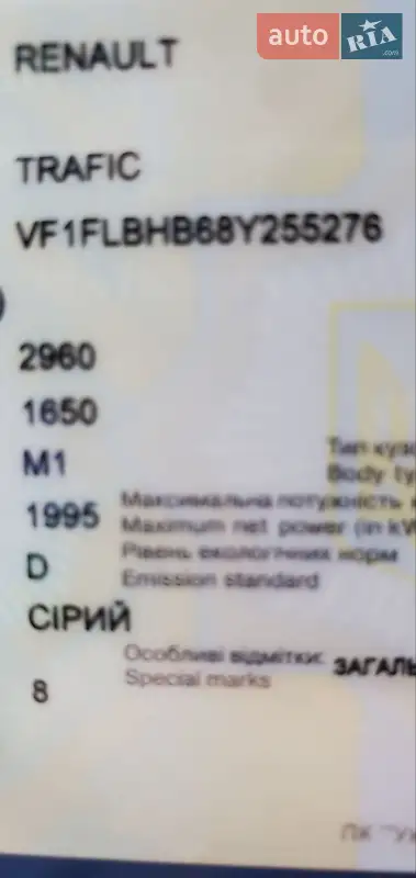 Минивэн Renault Trafic 2008 в Виннице документ