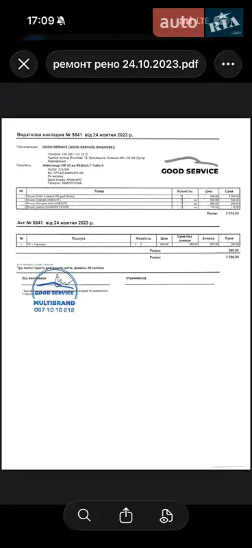 Мінівен Renault Trafic 2010 в Києві документ