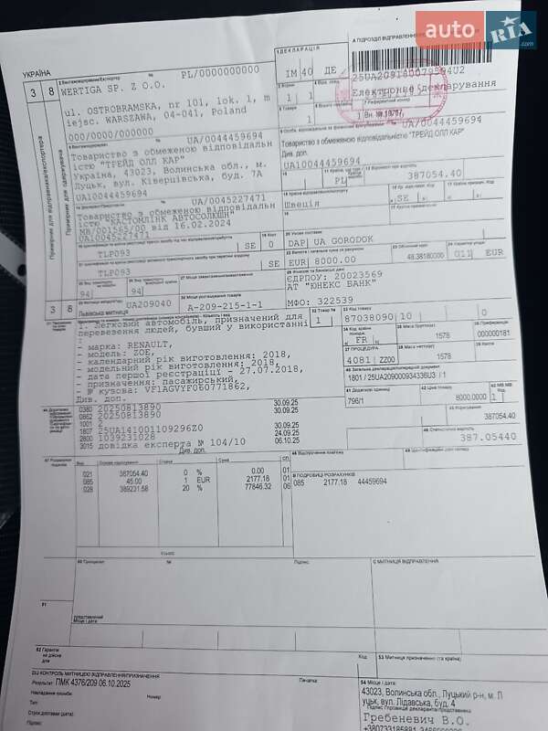 Хэтчбек Renault Zoe 2019 в Ровно