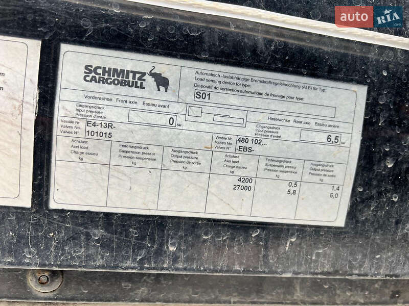 Тентованный борт (штора) - полуприцеп Schmitz Cargobull S01 2010 в Луцке