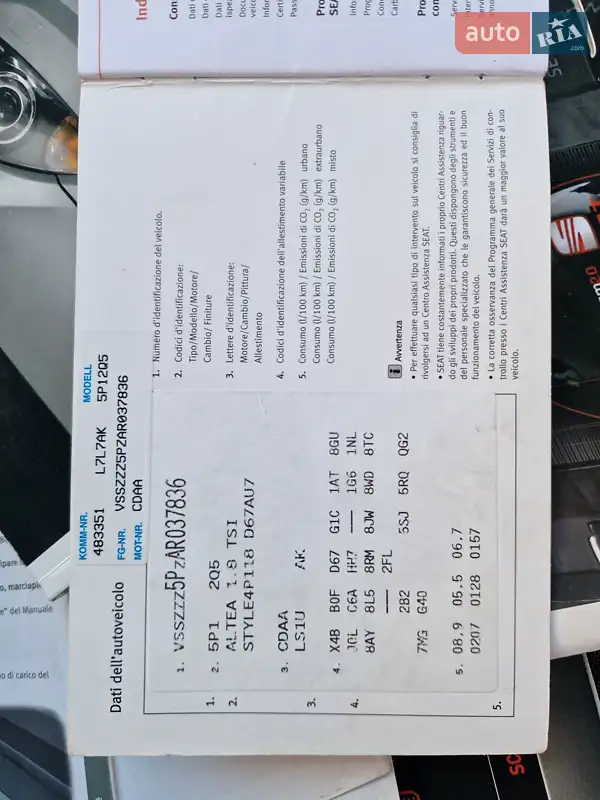 Мінівен SEAT Altea 2010 в Києві документ 4 фото Мінівен SEAT Altea 2010 в Києві документ