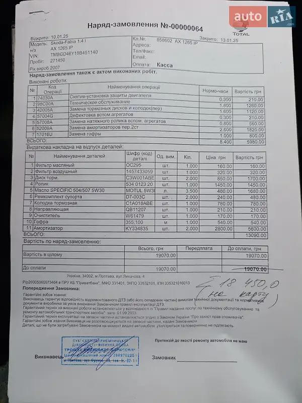 Універсал Skoda Fabia 2007 в Лозовій документ