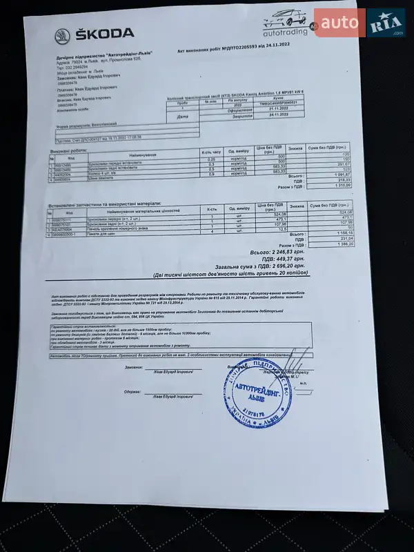 Внедорожник / Кроссовер Skoda Kamiq 2022 в Киеве документ