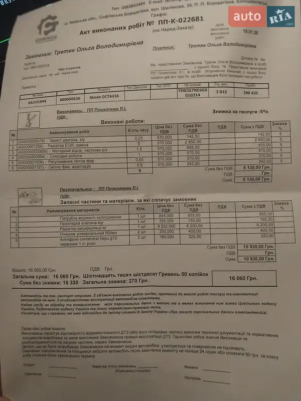 Универсал Skoda Octavia 2015 в Киеве документ