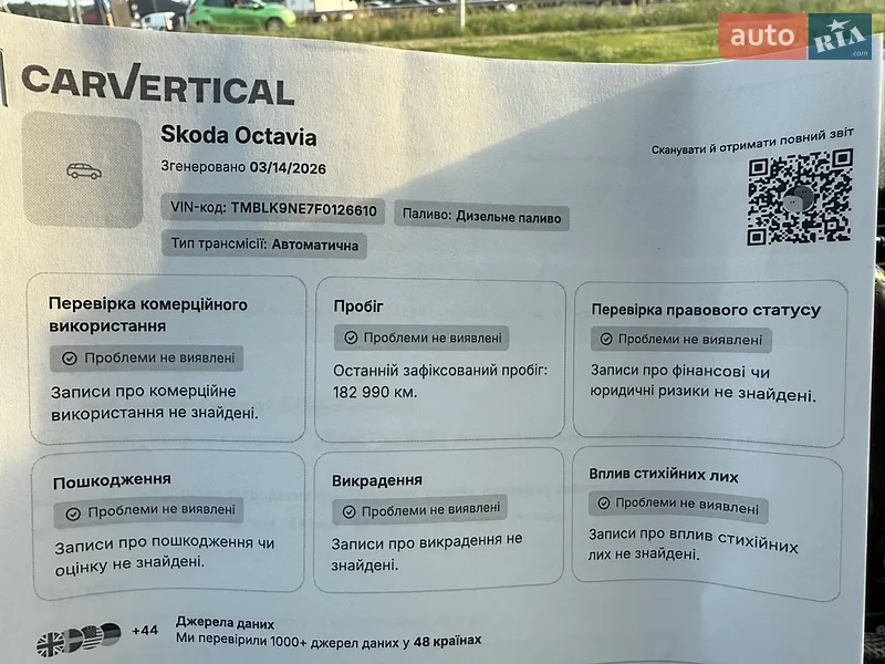 Универсал Skoda Octavia 2015 в Луцке документ