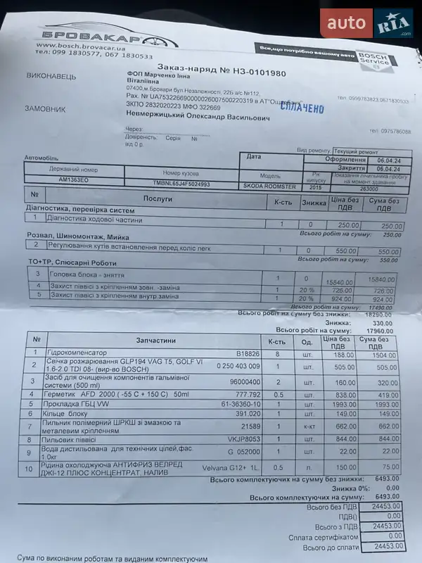 Микровэн Skoda Roomster 2015 в Броварах документ 7 фото Микровэн Skoda Roomster 2015 в Броварах документ