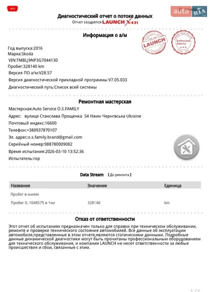 Универсал Skoda Superb 2015 в Нежине документ