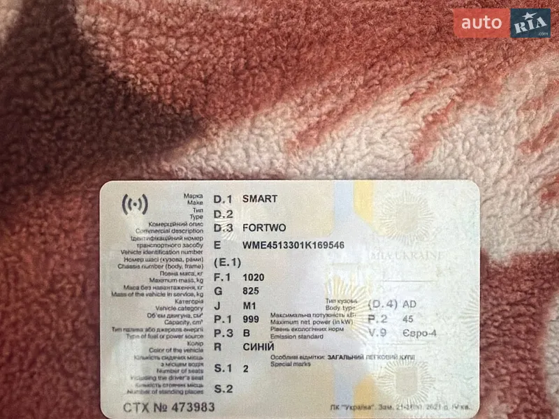 Купе Smart Fortwo 2008 в Черновцах документ