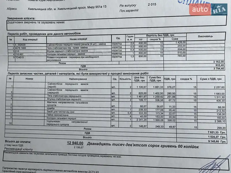 Внедорожник / Кроссовер Subaru Crosstrek 2015 в Хмельницком документ 6 фото Внедорожник / Кроссовер Subaru Crosstrek 2015 в Хмельницком документ