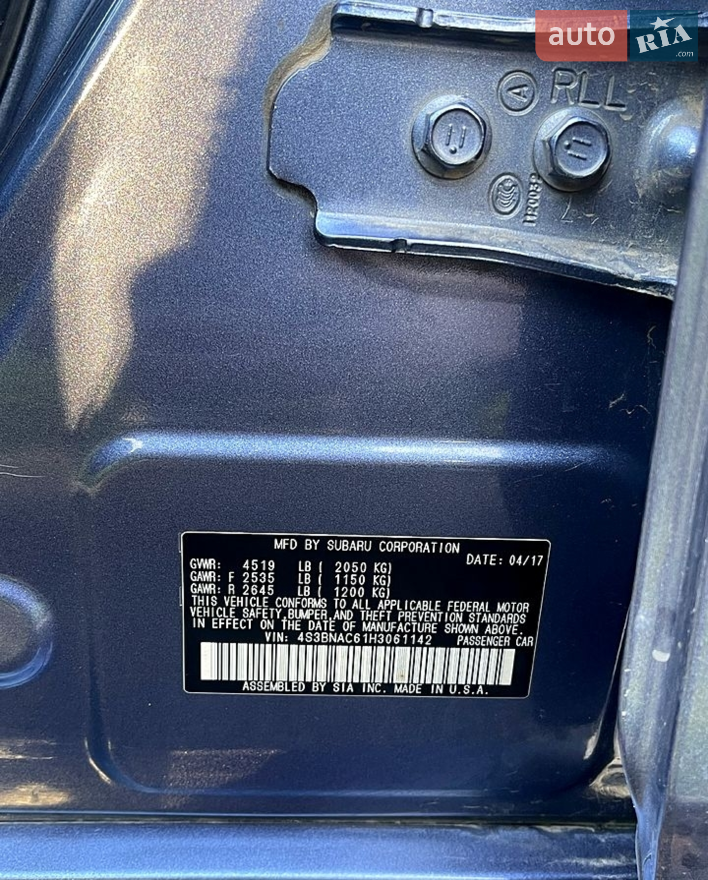 Subaru Legacy 2017 VIN 4S3BNAC61H3061142 фото оголошення 3 з 11
