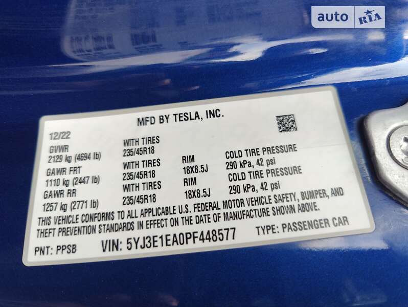 Седан Tesla Model 3 2022 в Вінниці