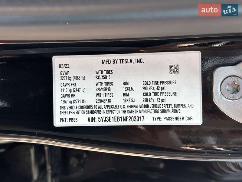 Седан Tesla Model 3 2022 в Києві
