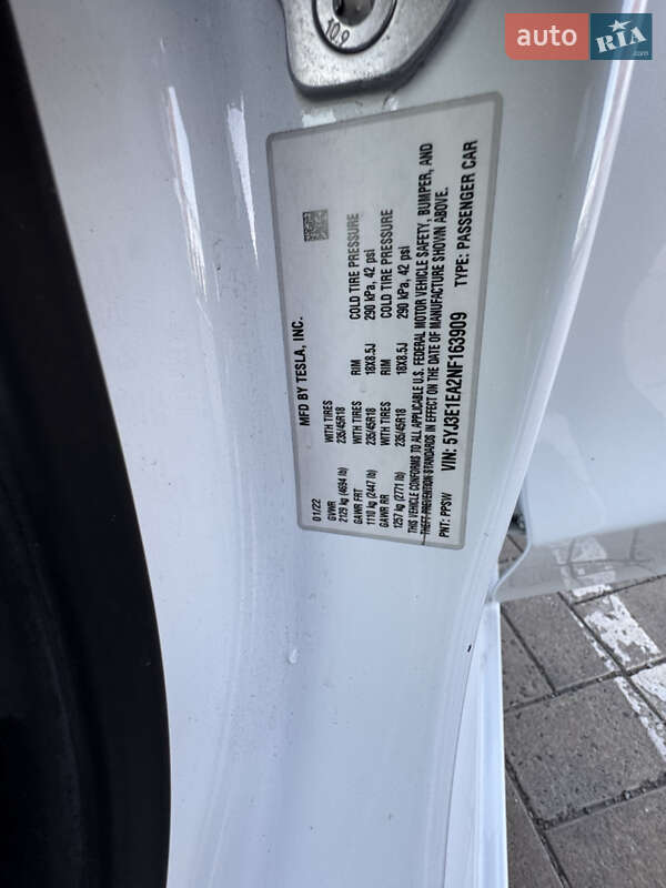 Седан Tesla Model 3 2022 в Краматорську фото 11 Седан Tesla Model 3 2022 в Краматорську