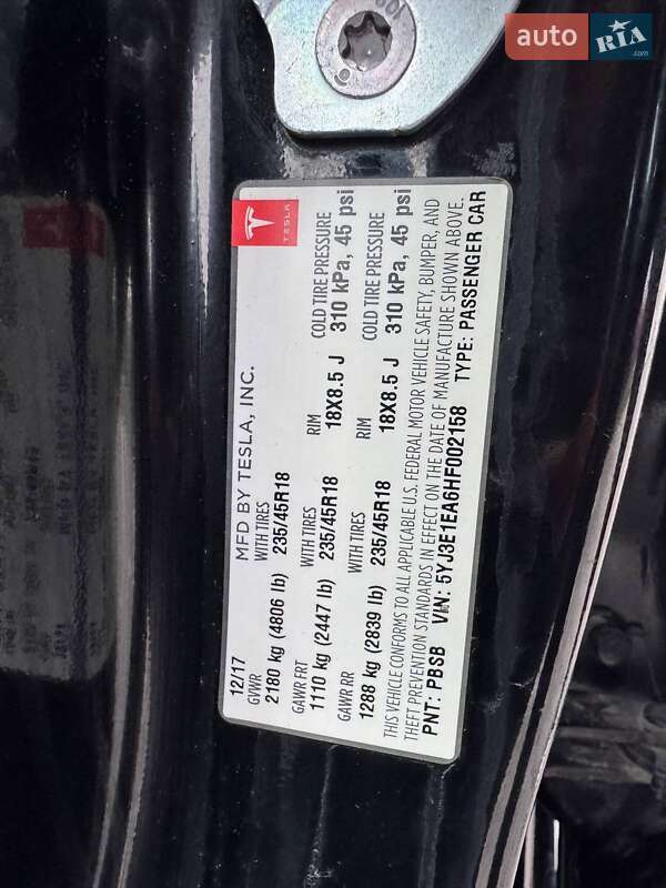 Седан Tesla Model 3 2018 в Луцке фото 10 Седан Tesla Model 3 2018 в Луцке