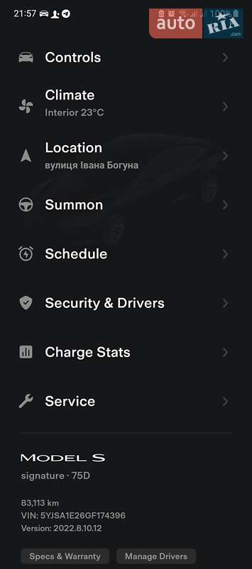 Лифтбек Tesla Model S 2016 в Коломые