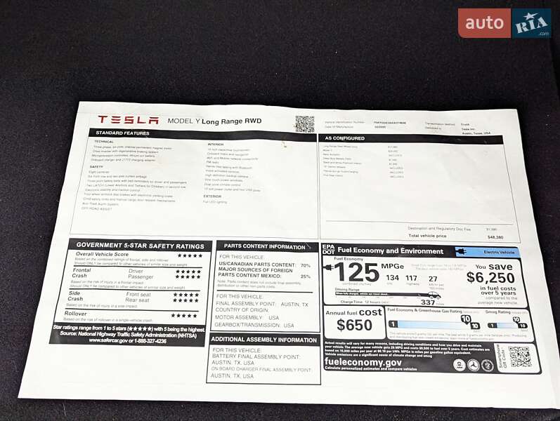 Внедорожник / Кроссовер Tesla Model Y 2025 в Киеве