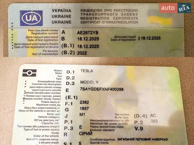 Внедорожник / Кроссовер Tesla Model Y 2022 в Каменском документ