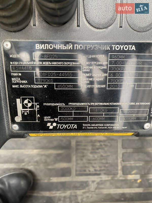 Вилочний навантажувач Toyota 8FDF-25 2013 в Києві
