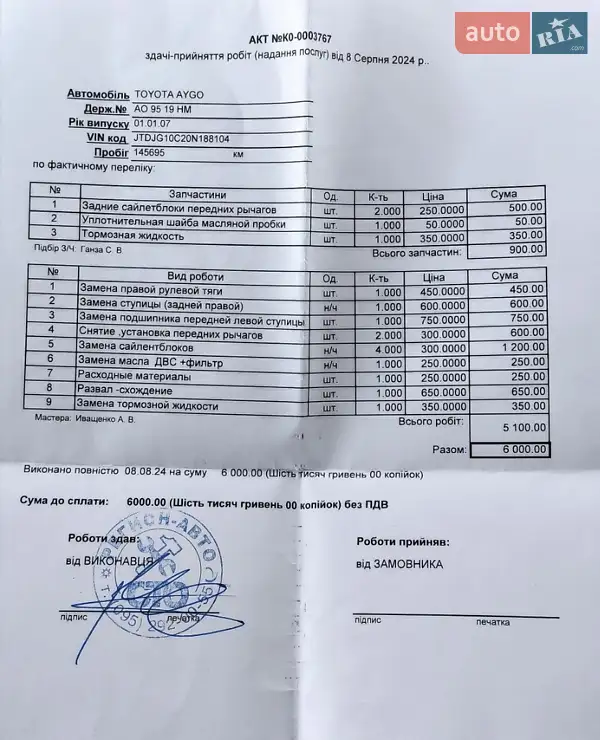 Хэтчбек Toyota Aygo 2007 в Запорожье документ 2 фото Хэтчбек Toyota Aygo 2007 в Запорожье документ