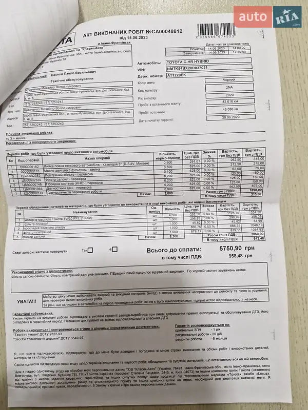 Позашляховик / Кросовер Toyota C-HR 2020 в Богородчанах документ