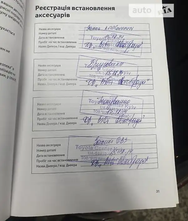 Седан Toyota Camry 2014 в Киеве документ