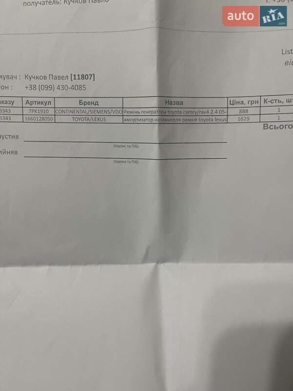 Седан Toyota Camry 2006 в Харкові