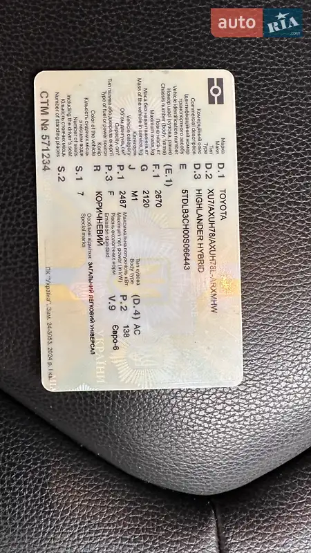 Внедорожник / Кроссовер Toyota Highlander 2021 в Киеве документ 2 фото Внедорожник / Кроссовер Toyota Highlander 2021 в Киеве документ