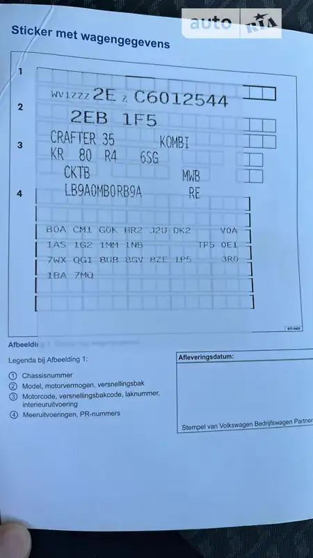 Микроавтобус Volkswagen Crafter 2011 в Кривом Роге документ