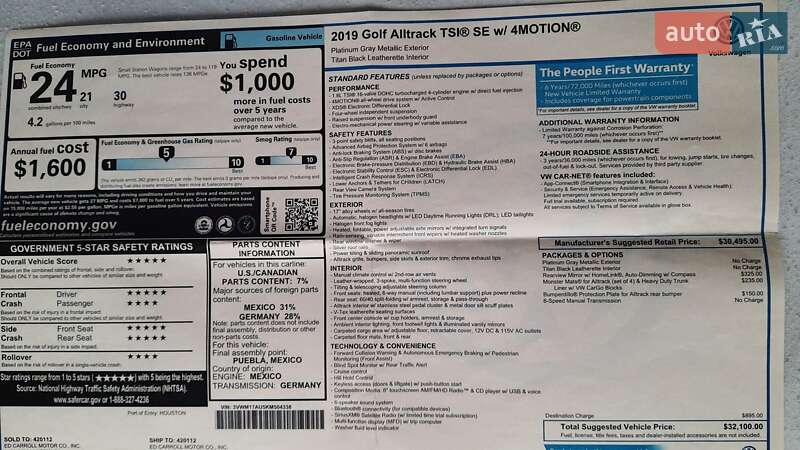 Универсал Volkswagen Golf Alltrack 2018 в Львове