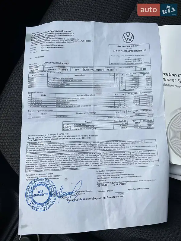 Хетчбек Volkswagen Golf 2018 в Кривому Розі документ