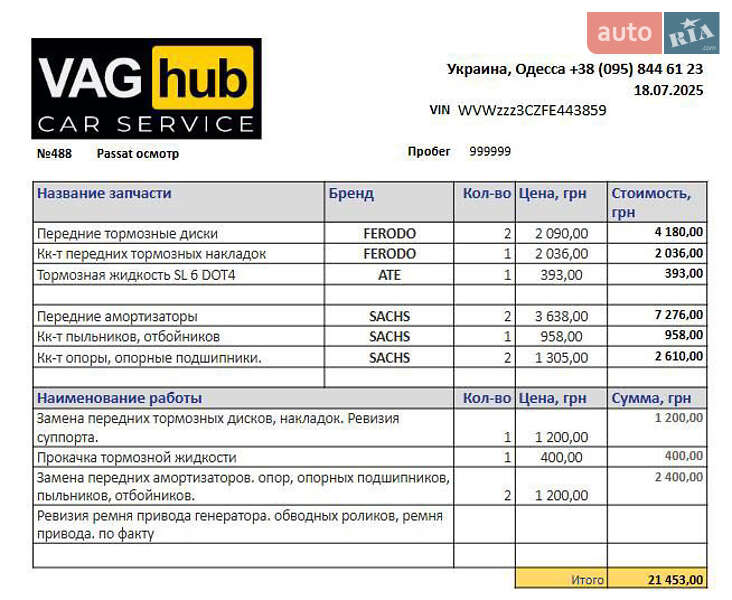 Седан Volkswagen Passat 2015 в Одессе