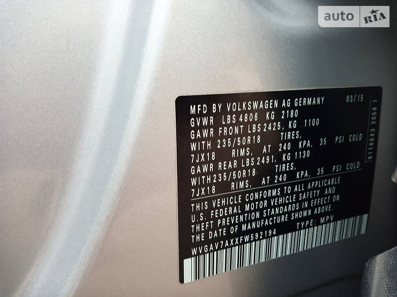 Позашляховик / Кросовер Volkswagen Tiguan 2015 в Нікополі