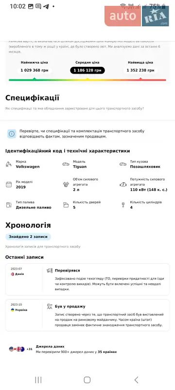 Внедорожник / Кроссовер Volkswagen Tiguan 2018 в Софиевке документ