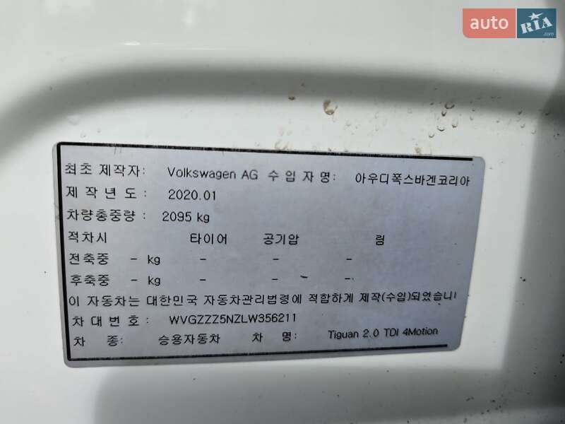 Позашляховик / Кросовер Volkswagen Tiguan 2020 в Дніпрі