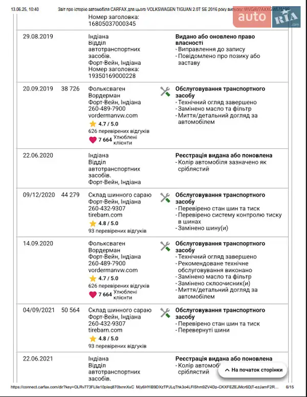 Внедорожник / Кроссовер Volkswagen Tiguan 2016 в Киеве документ