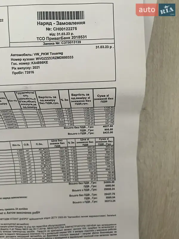 Внедорожник / Кроссовер Volkswagen Touareg 2020 в Харькове документ