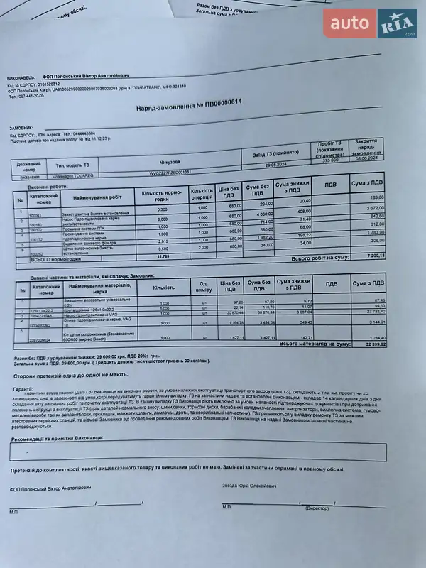 Внедорожник / Кроссовер Volkswagen Touareg 2010 в Хмельницком документ