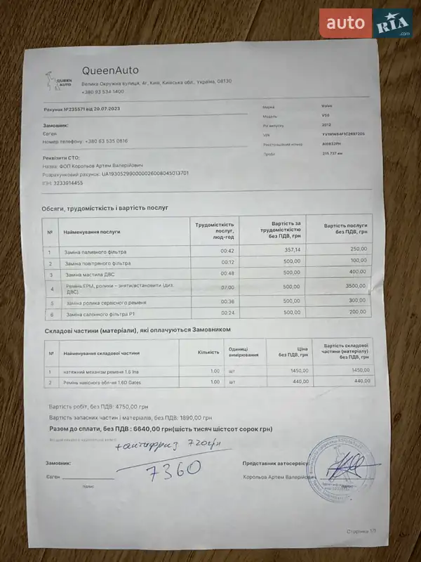 Универсал Volvo V50 2012 в Киеве документ