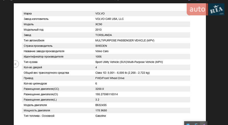 Внедорожник / Кроссовер Volvo XC90 2011 в Чернигове
