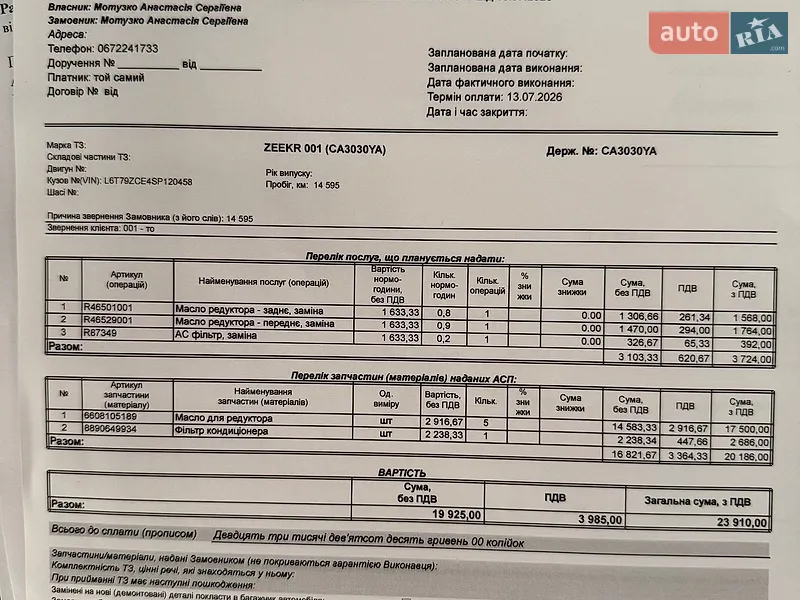 Внедорожник / Кроссовер Zeekr 001 2025 в Черкассах документ