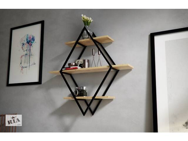 Навесная - Настенная Полка в стиле LOFT (Wall Shelf - 23)