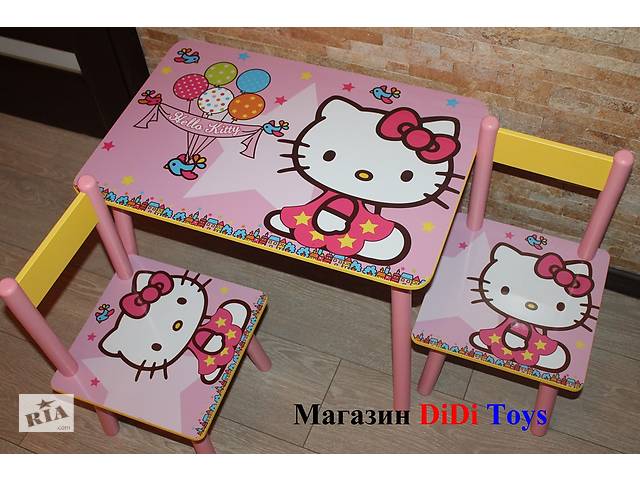 Детский столик и стульчик Hello Kitty с шарами