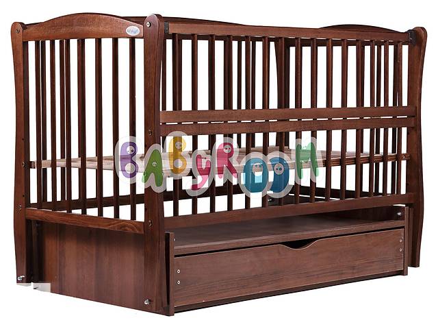 Кровать Babyroom Еліт маятник, ящик, откидной бок DEMYO-5 бук орех
